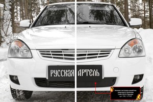 Зимняя заглушка решётки переднего бампера Приора (седан) 2014-2018 ZRL-127302 фото